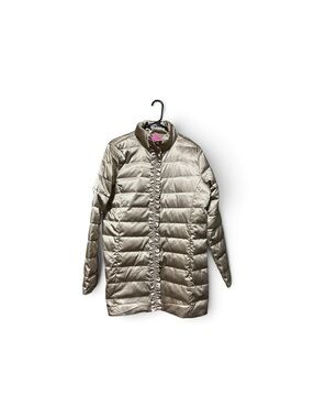 Lilly Pulitzer Doria Down Puffer Jacket - Metallic Gold Ruffle Coat